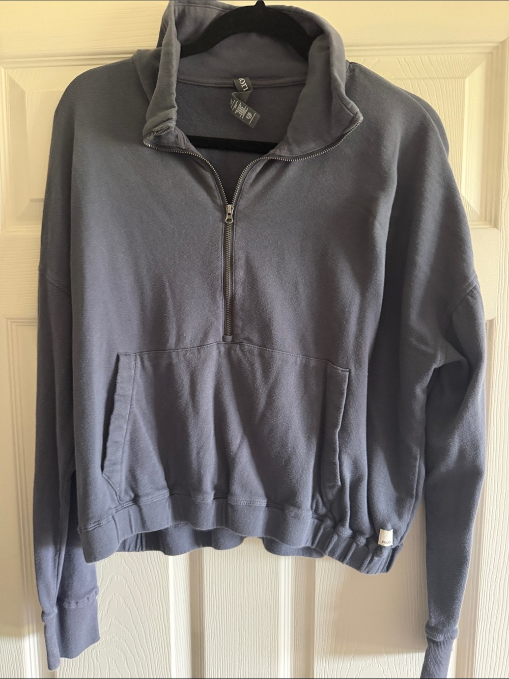 Vuori Women's Half-Zip Pullover Hoodie -grayish blue